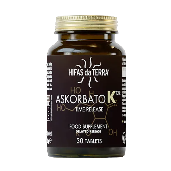 Envase de Hifas da Terra ASKORBATO K CPR Liberación retardada 30 comprimidos, suplemento alimenticio