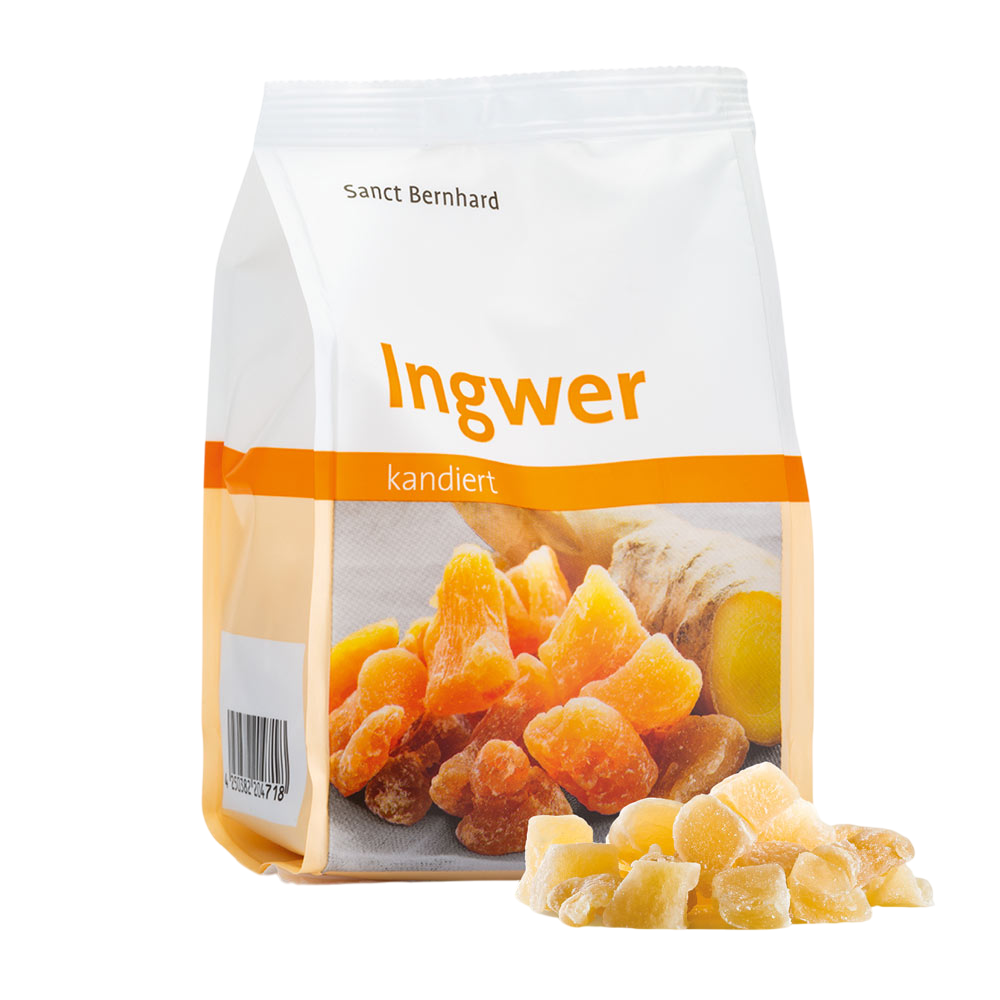 Envase de Sanct Bernhard JENGIBRE Caramelizado 250 g, suplemento alimenticio