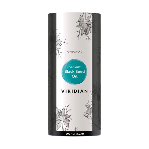 Envase de Viridian ACEITE DE COMINO NEGRO líquido 200 ml, suplemento alimenticio