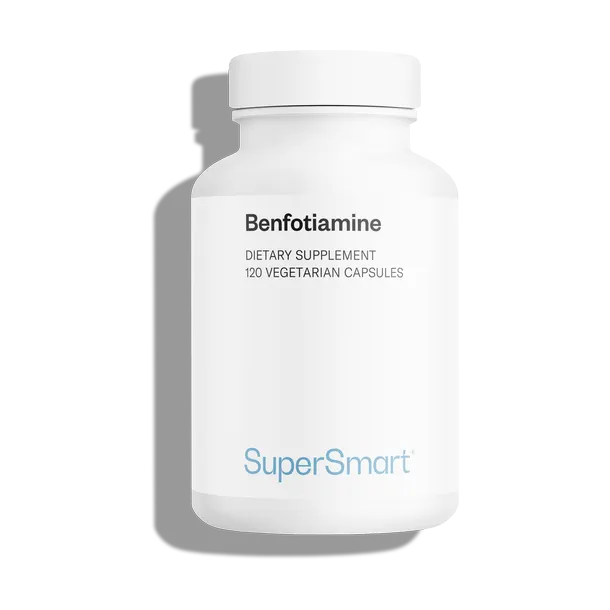 Envase de Supersmart BENFOTIAMINA (Vitamina B1) 120 cápsulas, suplemento alimenticio