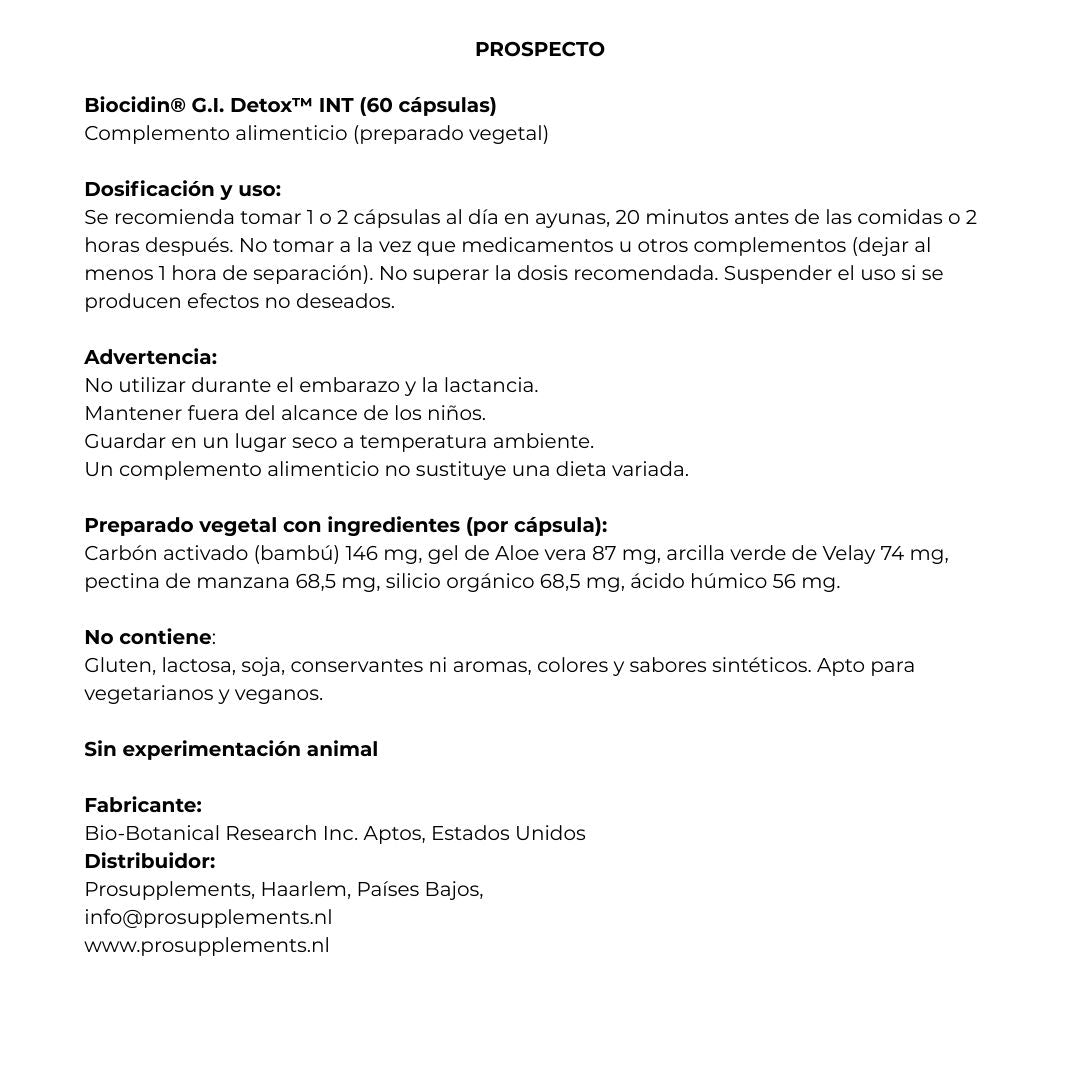 Biocidin G.I. DETOX INT 60 cápsulas