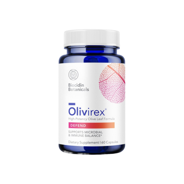 Envase de Biocidin OLIVIREX 60 cápsulas, suplemento alimenticio