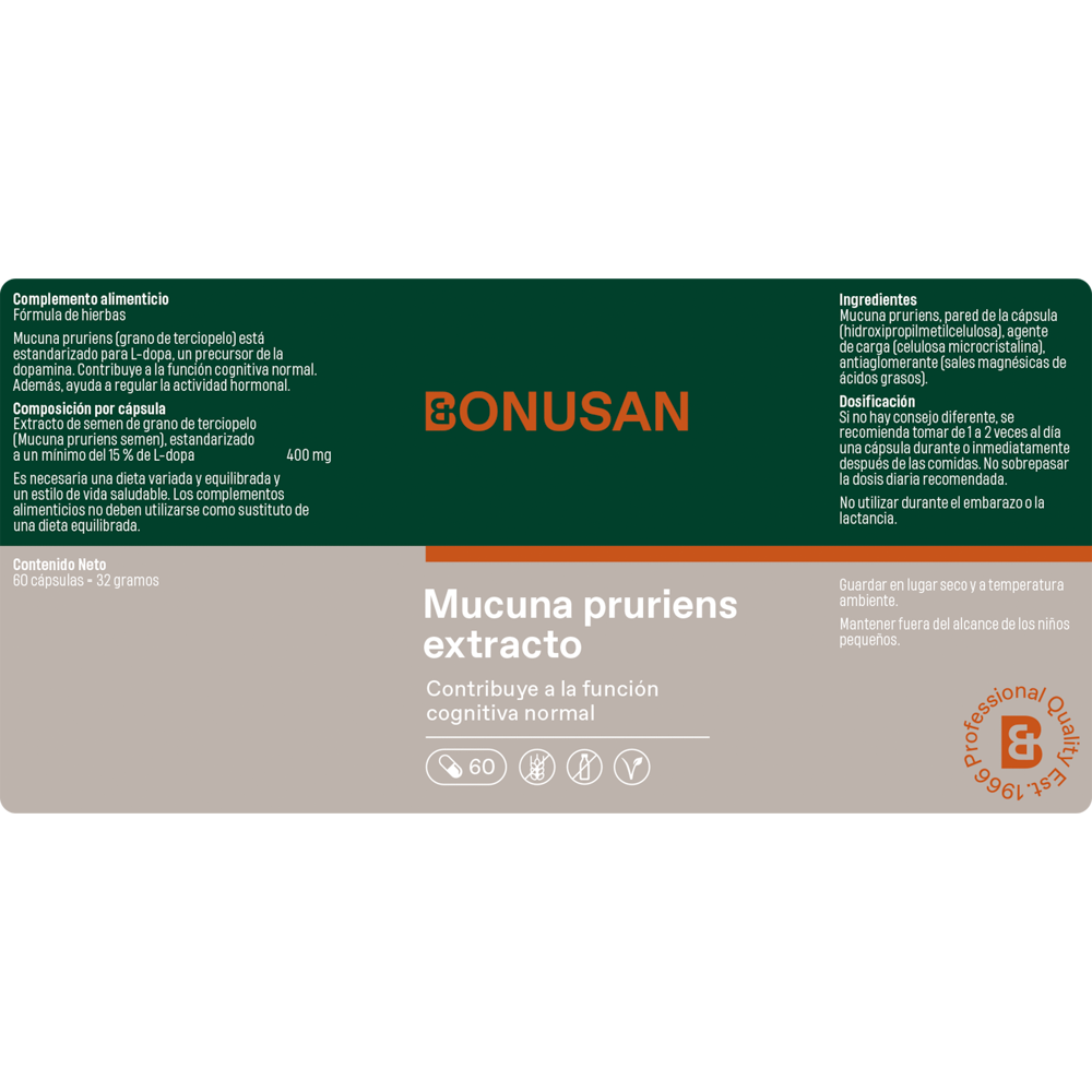 Bonusan MUCUNA PRURIENS EXTRACTO 60 cápsulas