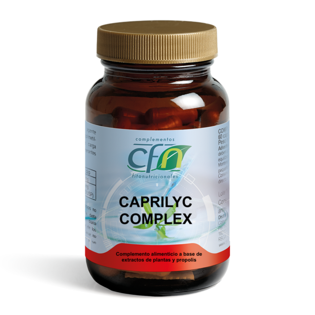 Envase de Cfn CAPRILYC complex 60 cápsulas, suplemento alimenticio