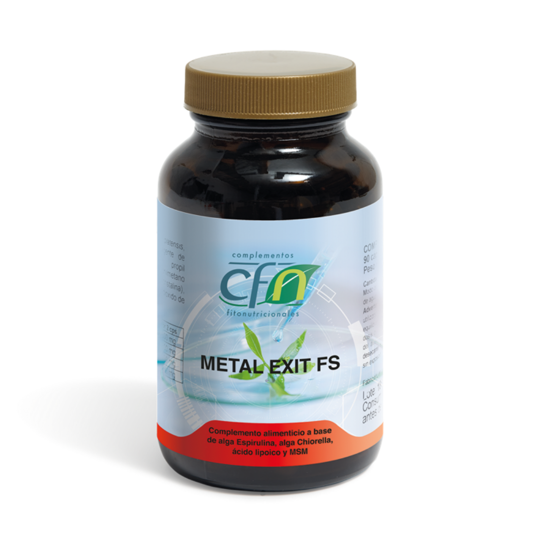 Envase de Cfn METAL EXIT FS 90 cápsulas, suplemento alimenticio