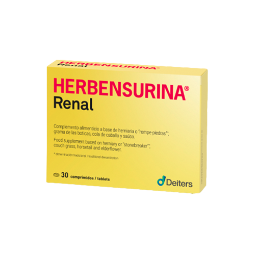 Envase de Deiters HERBENSURINA RENAL 30 comprimidos, suplemento alimenticio