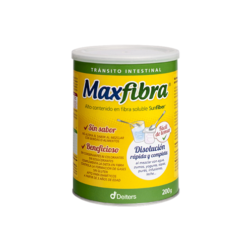 Envase de Deiters MAXFIBRA 200 g en polvo, suplemento alimenticio
