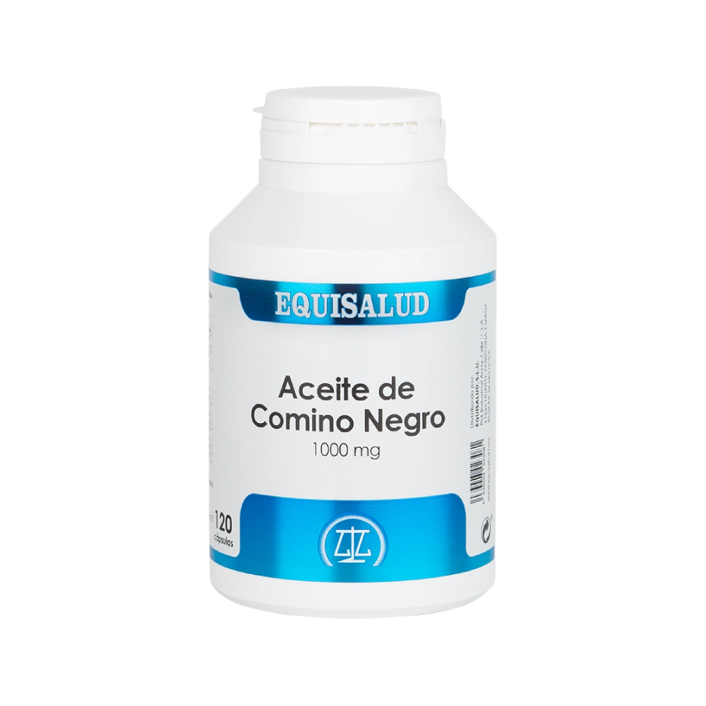 Envase de Equisalud ACEITE DE COMINO NEGRO 1000 mg 120 perlas, suplemento alimenticio