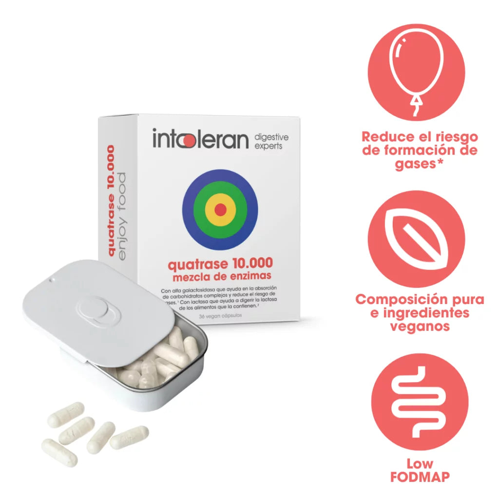 Intoleran QUATRASE 10.000 (Forte) 36 cápsulas