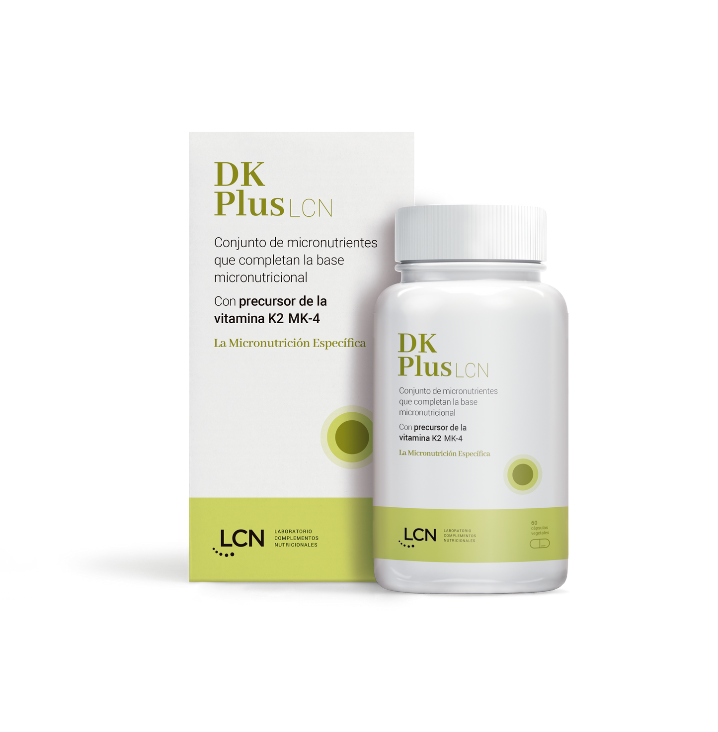 Envase de Lcn DK PLUS 60 cápsulas, suplemento alimenticio