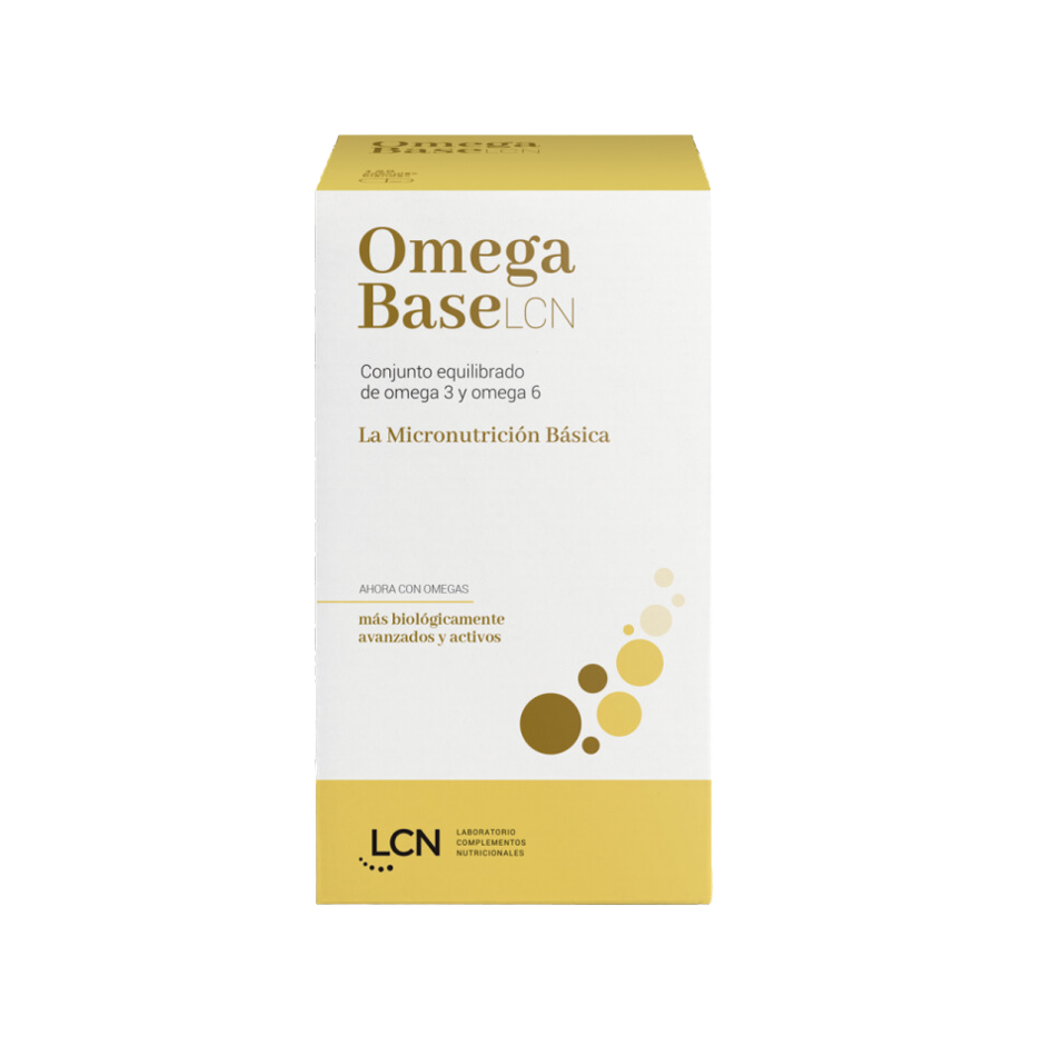 Envase de Lcn OMEGA BASE 60 cápsulas, suplemento alimenticio
