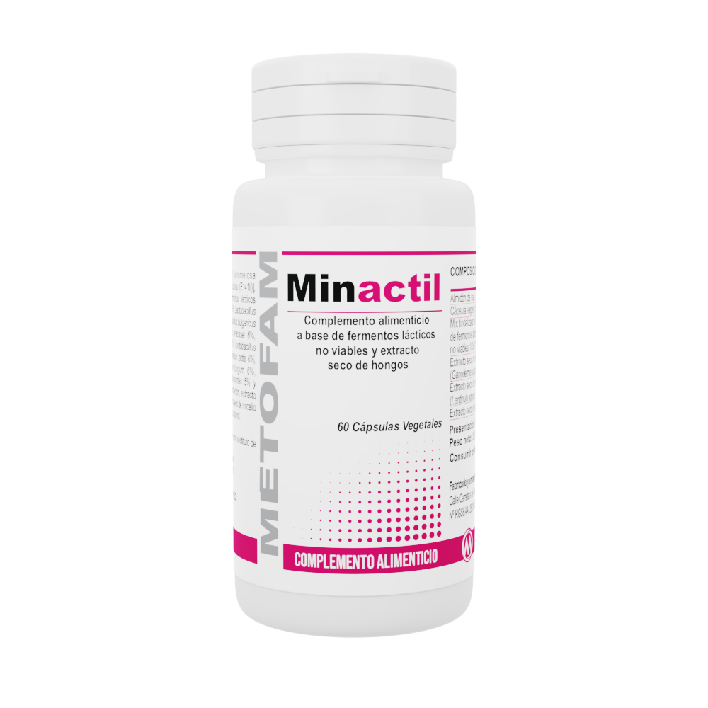 Envase de Metofam MINACTIL 60 cápsulas vegetales, suplemento alimenticio