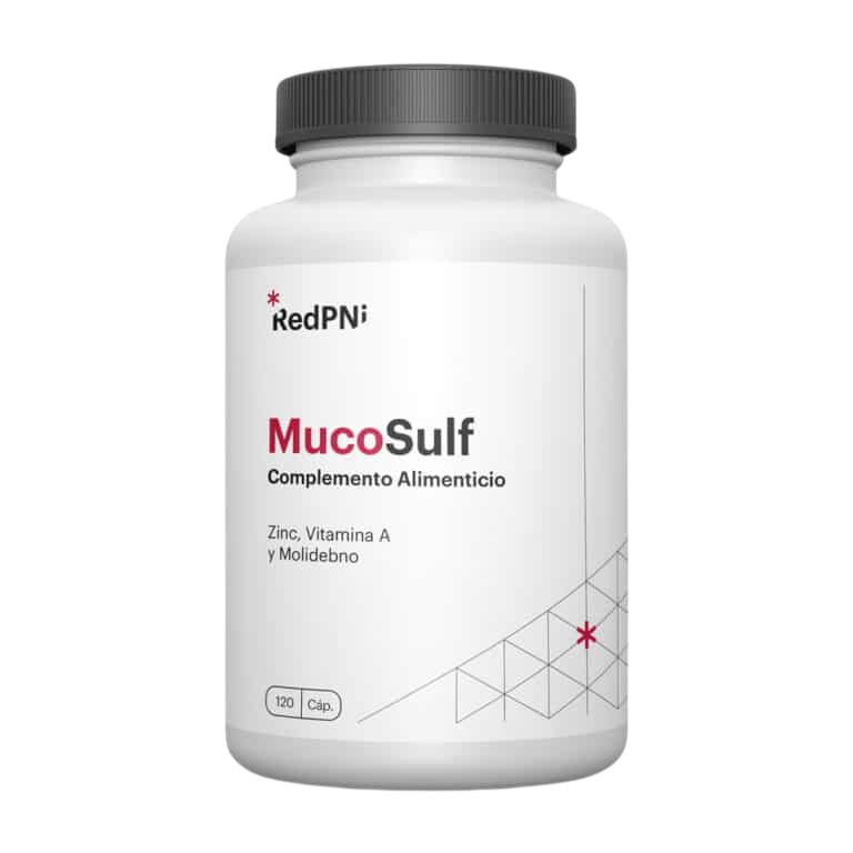 Envase de RedPNi Mucosulf 120 cápsulas, suplemento alimenticio