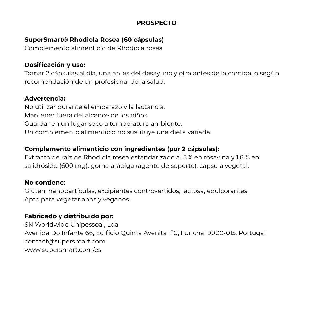 Supersmart RHODIOLA ROSEA 60 cápsulas