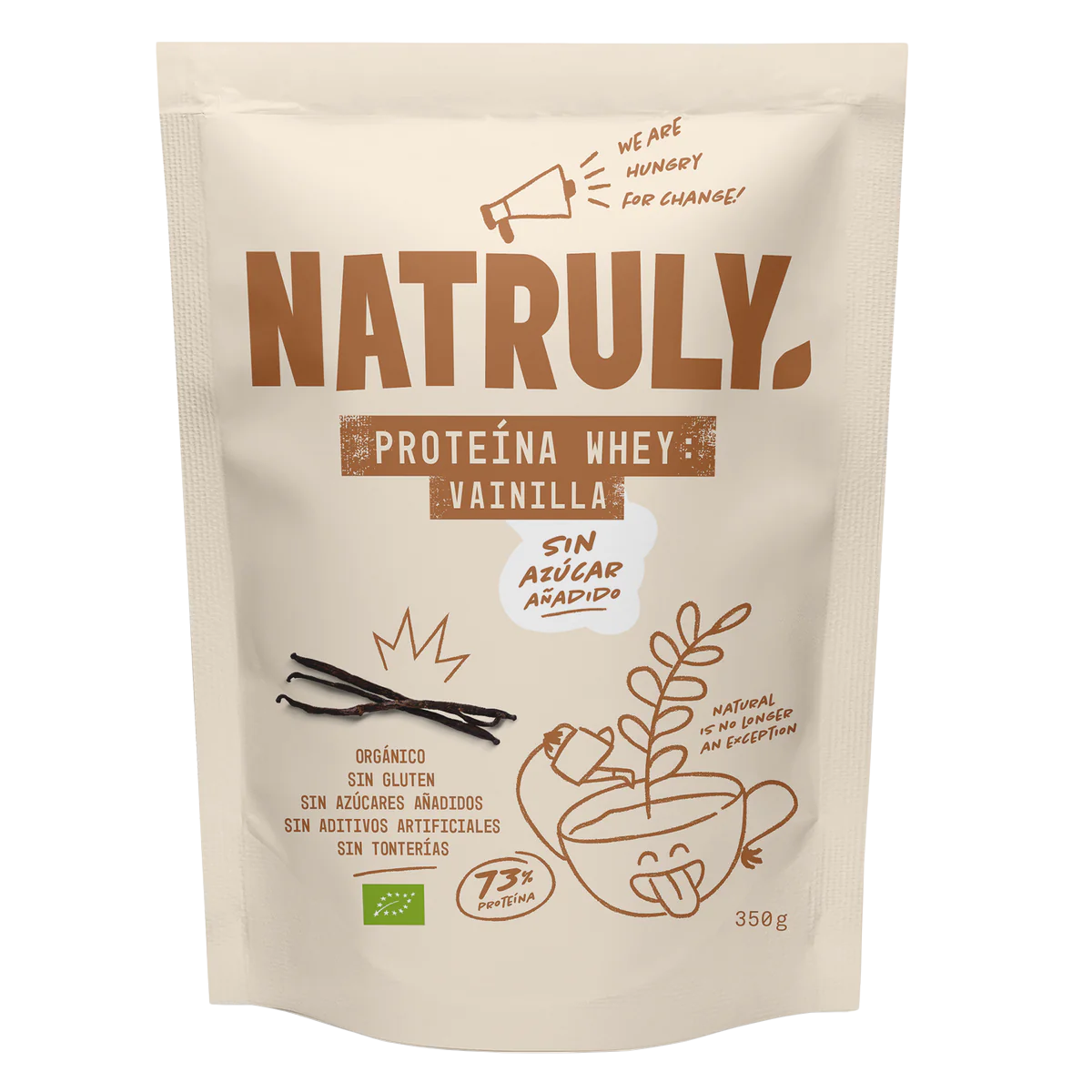 Envase de Natruly PROTEÍNA WHEY Vainilla 350 g BIO, proteína whey