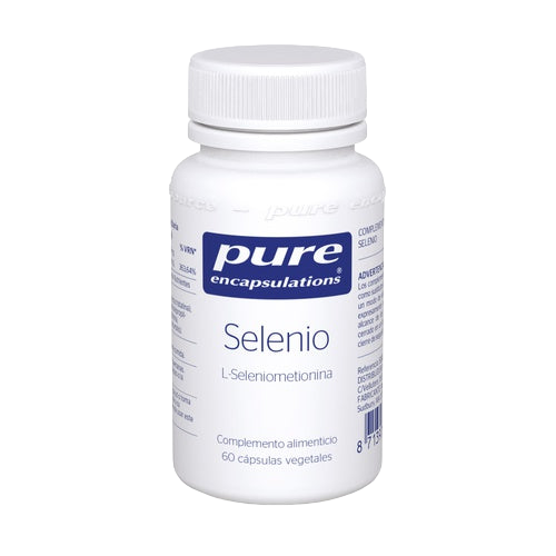 Envase de Pure Encapsulations SELENIO 60 cápsulas, suplemento alimenticio
