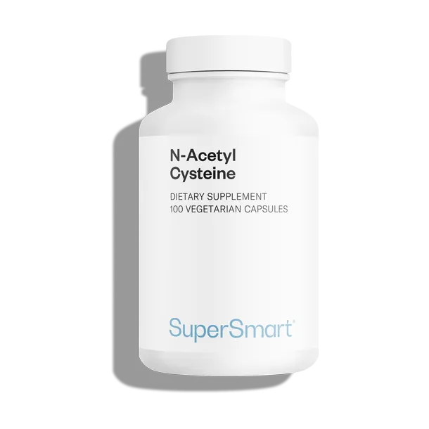Envase de Supersmart N-ACETIL CISTEÍNA (NAC) (N-ACETYL CYSTEINE) 100 cápsulas, suplemento alimenticio