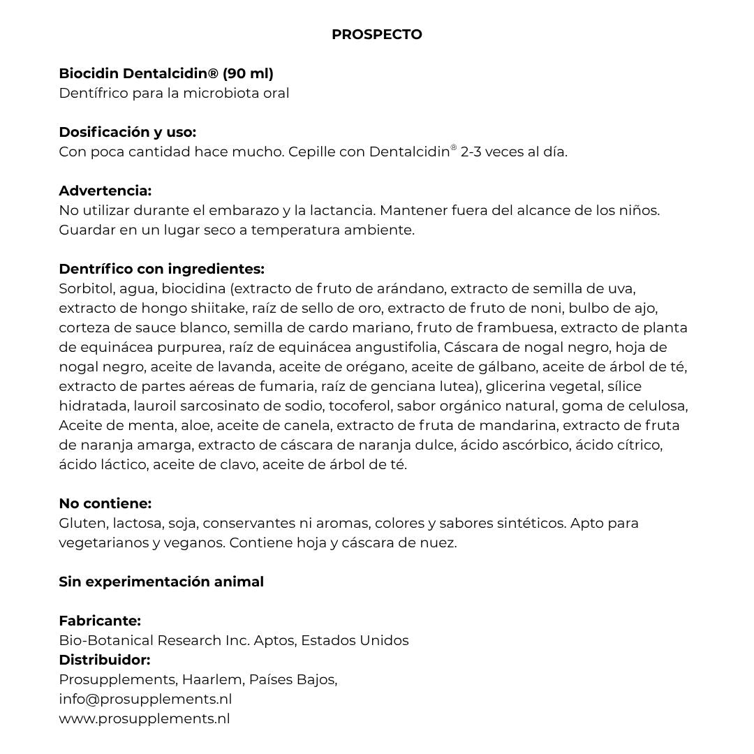 Dentalcidin Pasta de dientes 90 ml de Biocidin Botanicals
