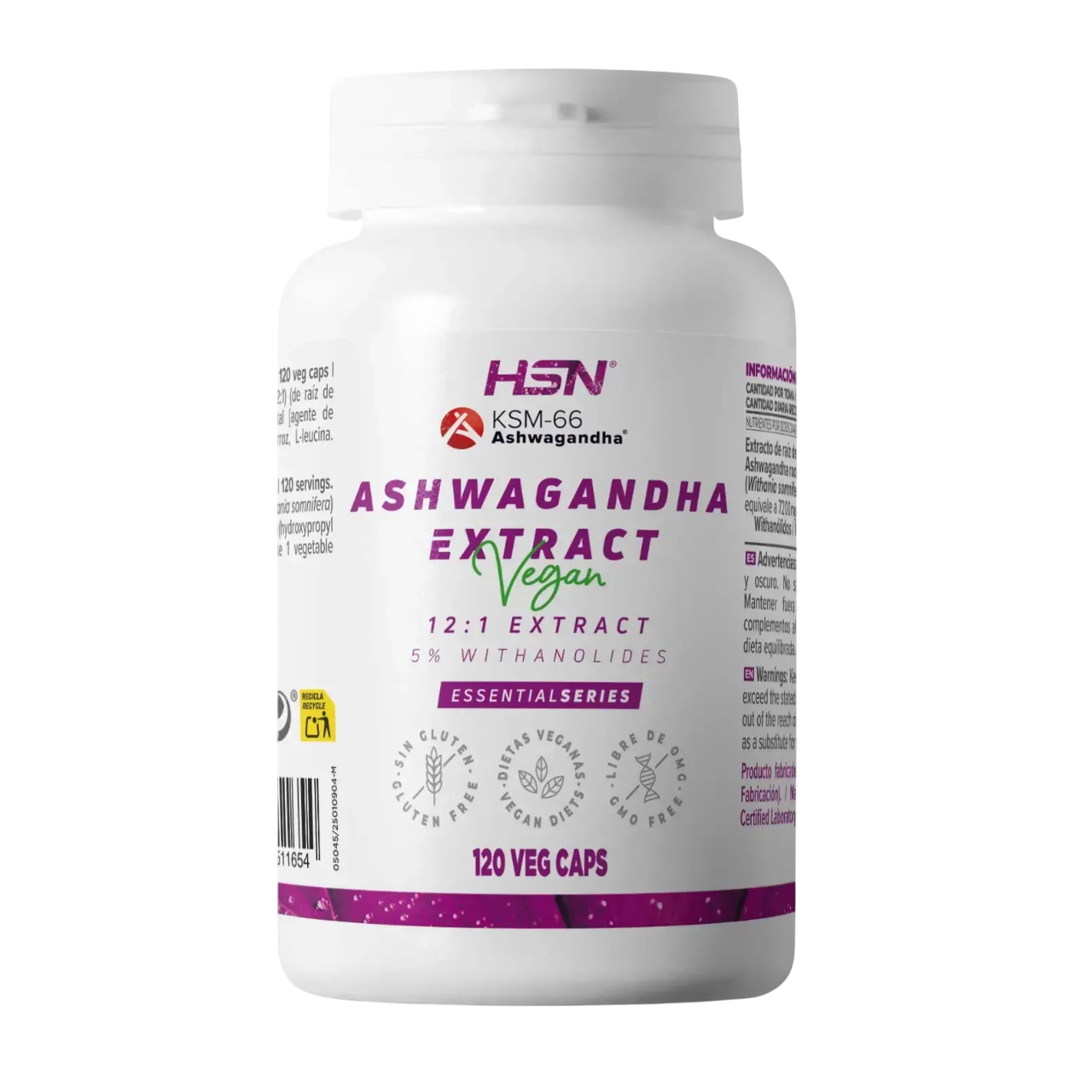 Ashwagandha KSM-66 (300 mg) 120 cápsulas de HSN