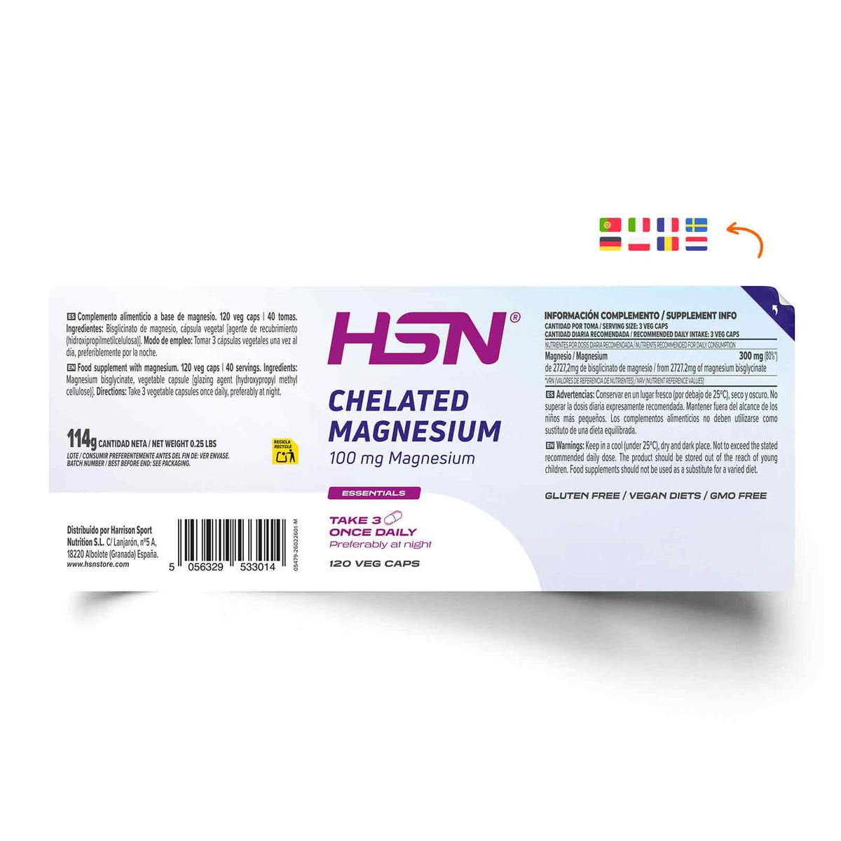 HSN Bisglicinato de Magnesio 100 mg 120 cápsulas
