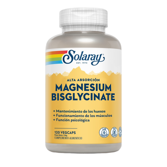 Magnesio Bisglicinato 120 cápsulas de Solaray