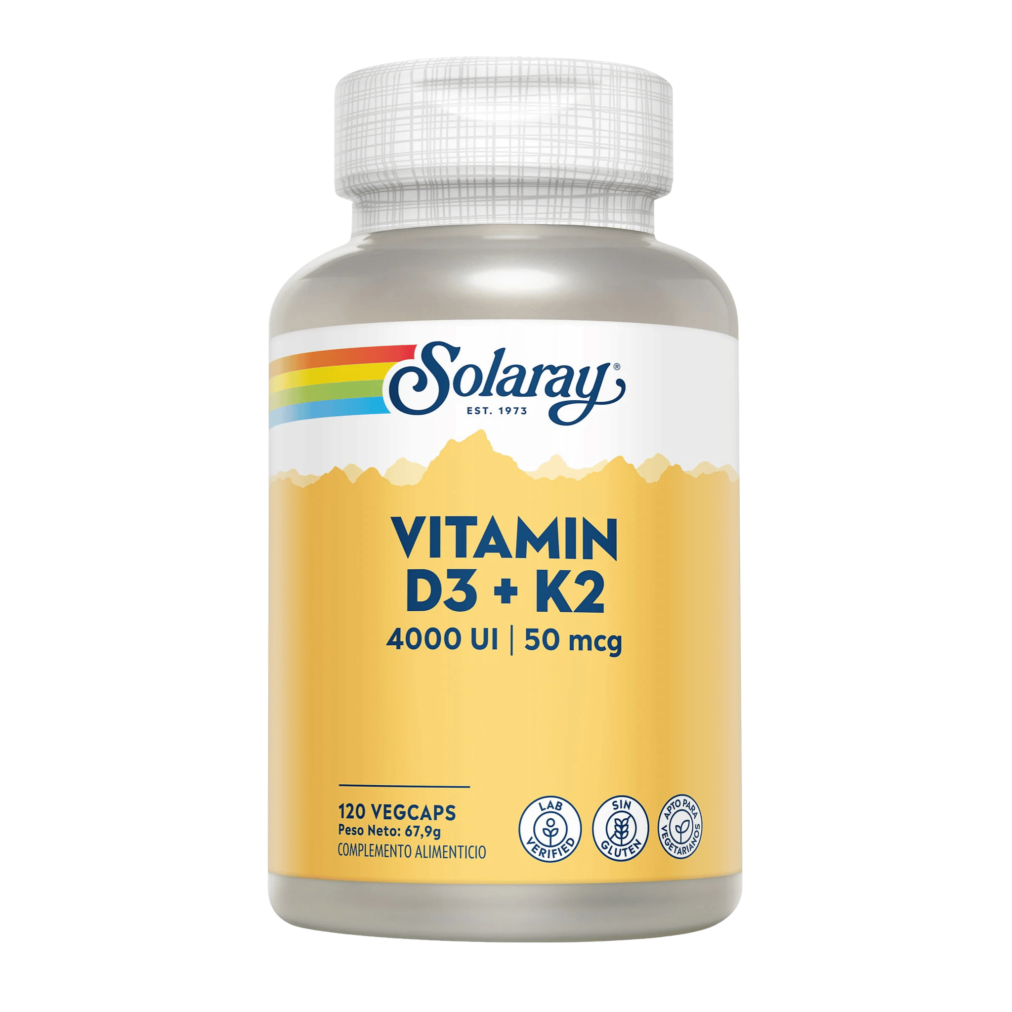 Vitamina D3 y K2 120 cápsulas de Solaray