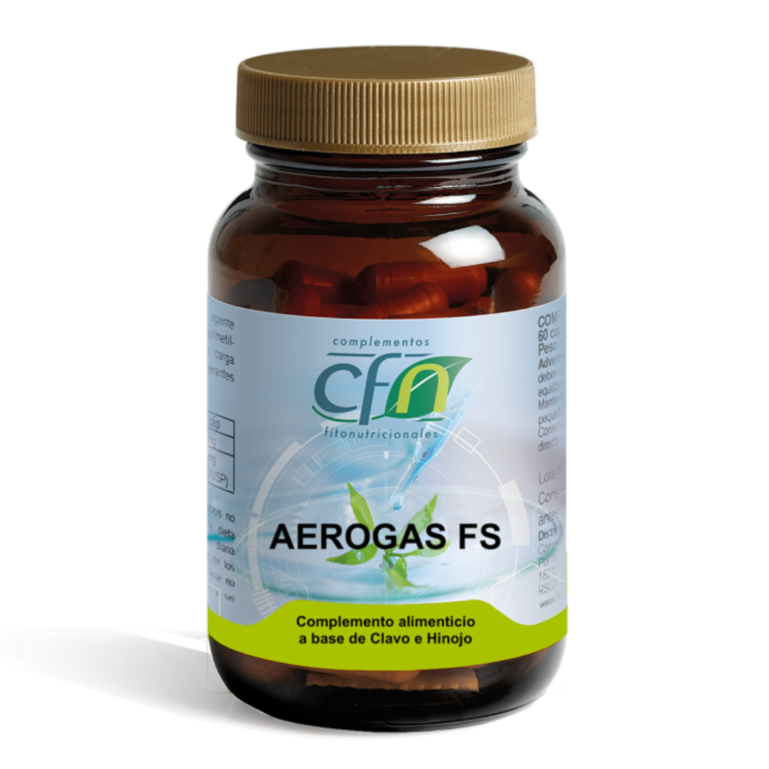 Envase de Cfn AEROGAS FS 90 cápsulas, suplemento alimenticio