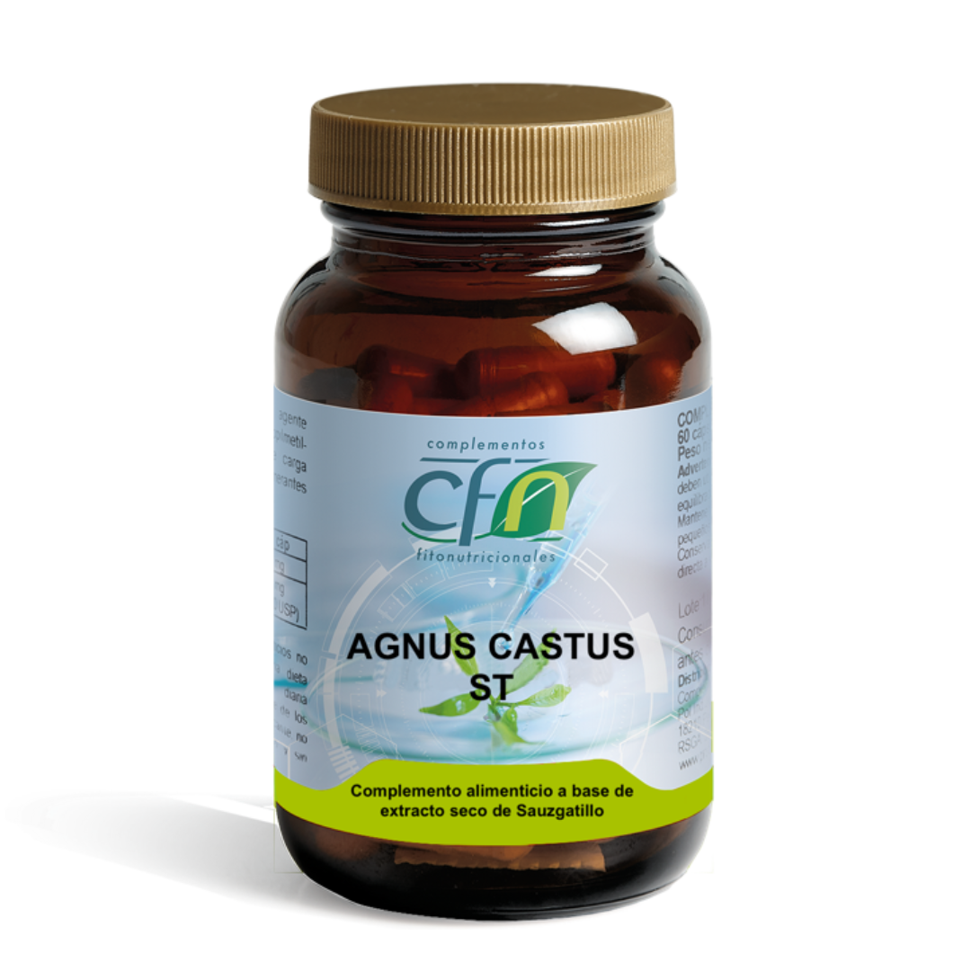 Envase de Cfn AGNUS CASTUS ST 60 cápsulas, suplemento alimenticio