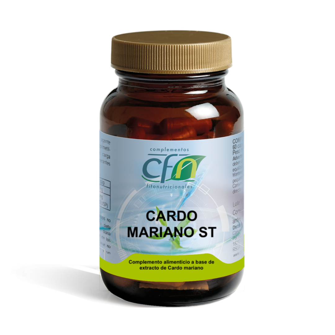 Envase de Cfn CARDO MARIANO ST 60 cápsulas, suplemento alimenticio