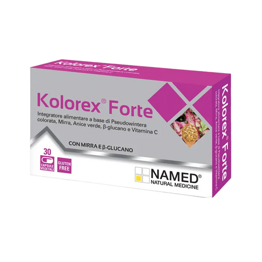 Envase de Cobas KOLOREX forte 30 cápsulas, suplemento alimenticio