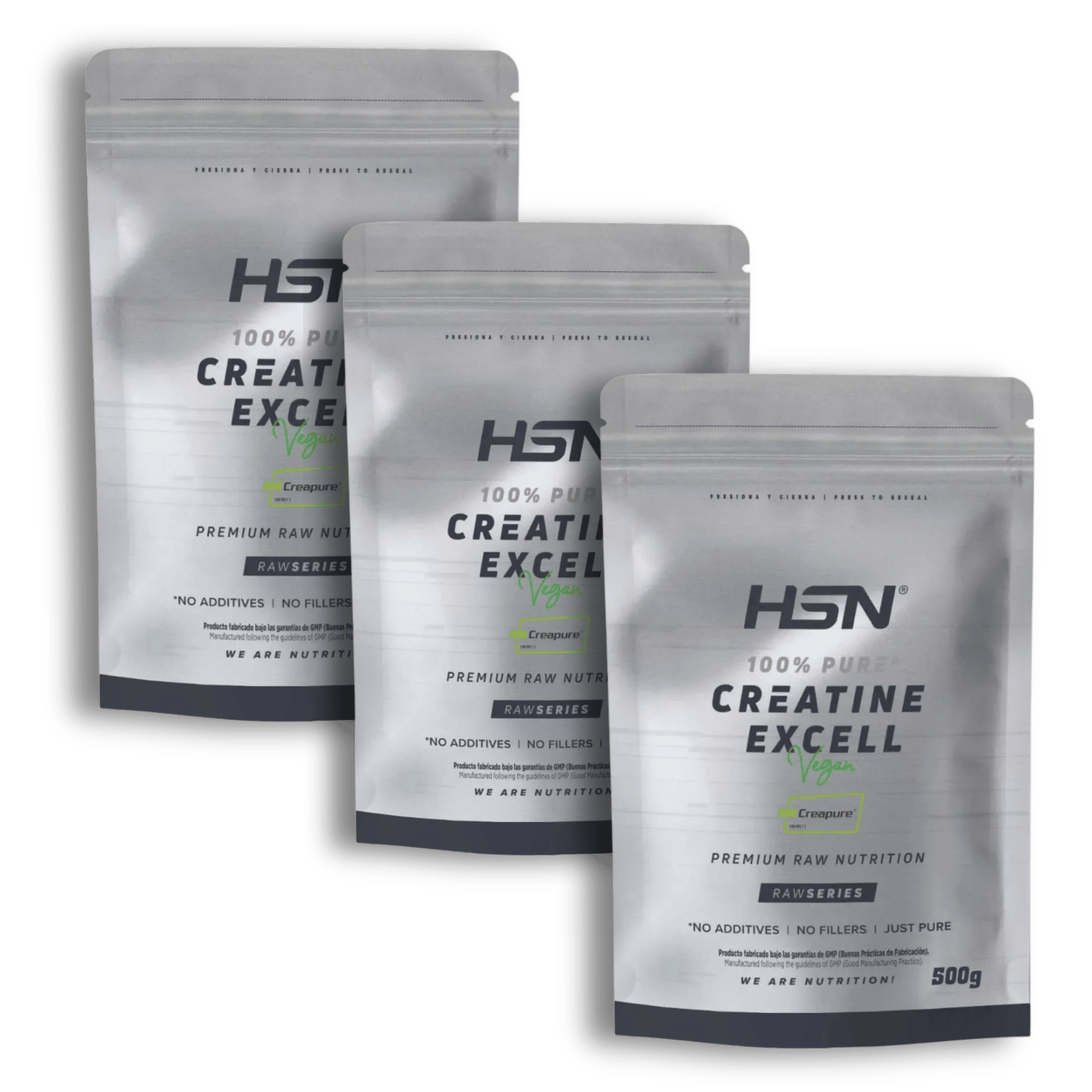 Creatina Excell Creapure en polvo 500 g (Pack 3 unidades)