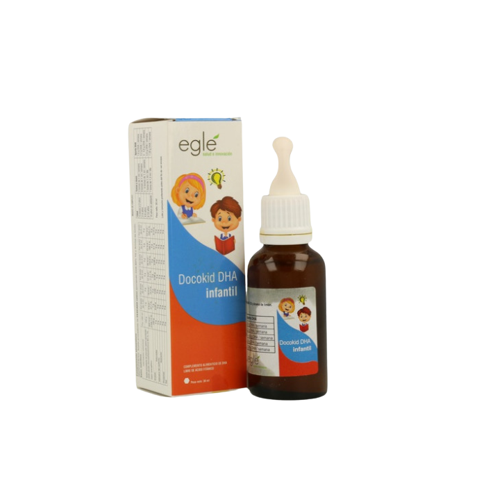 Envase de Eglé DOCOKID DHA infantil 30 ml, suplemento alimenticio