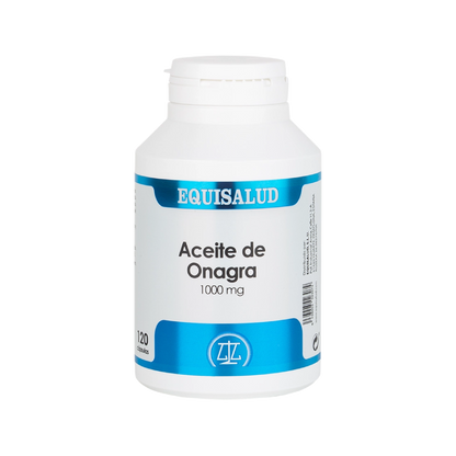 Envase de Equisalud ACEITE DE ONAGRA 1000 mg 120 perlas, suplemento alimenticio