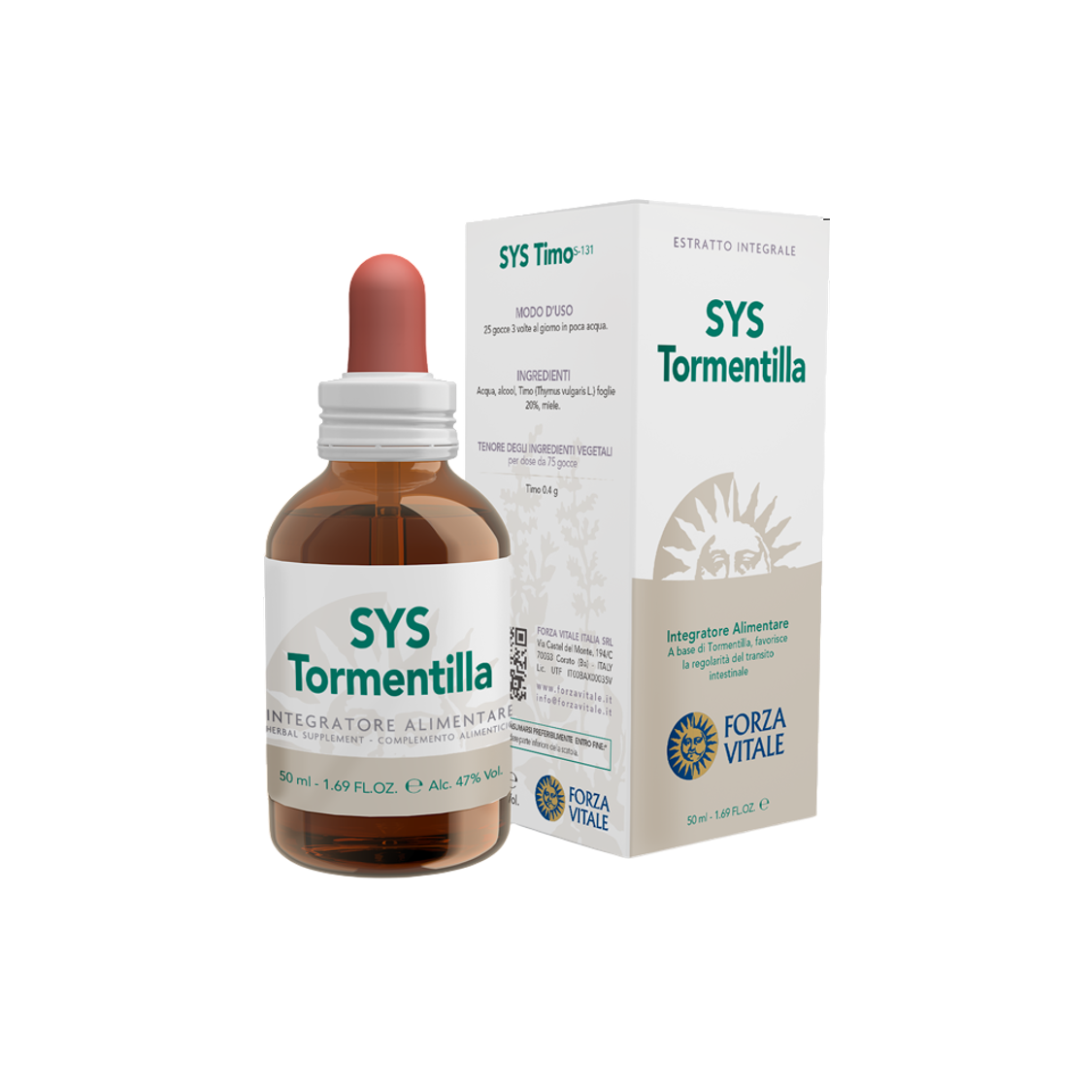 Envase de Forza Vitale SYS TORMENTILLA 50 ml, suplemento alimenticio