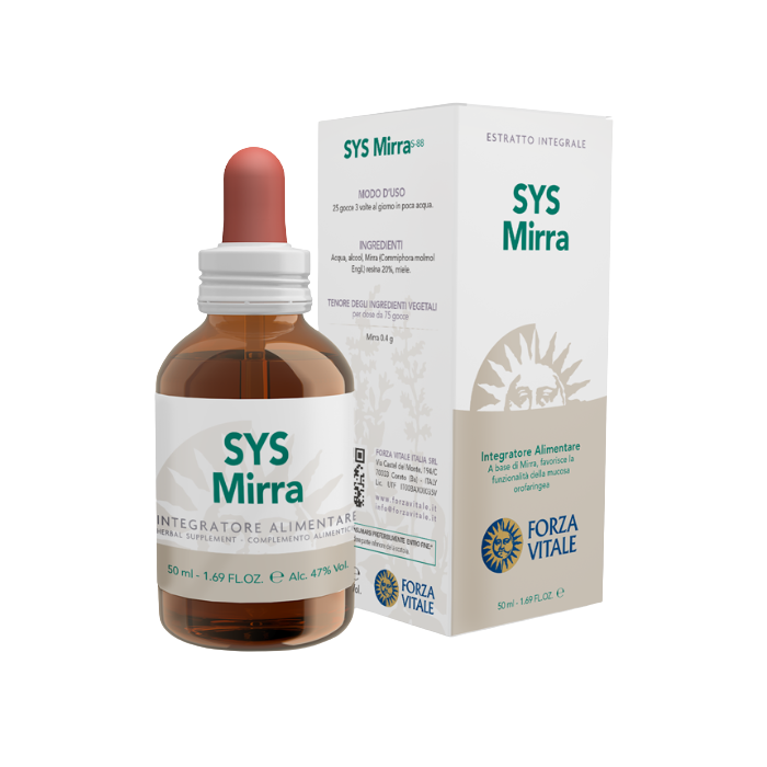 Envase de Forza Vitale SYS MIRRA 50 ml, suplemento alimenticio