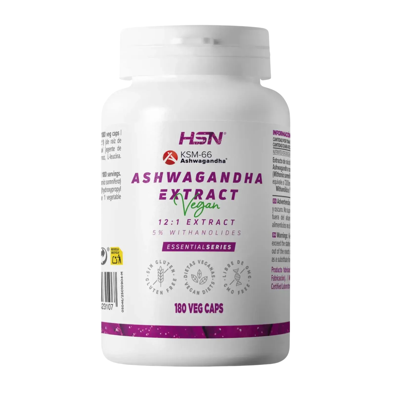 HSN ASHWAGANDHA KSM 66 (300 mg) 180 cápsulas