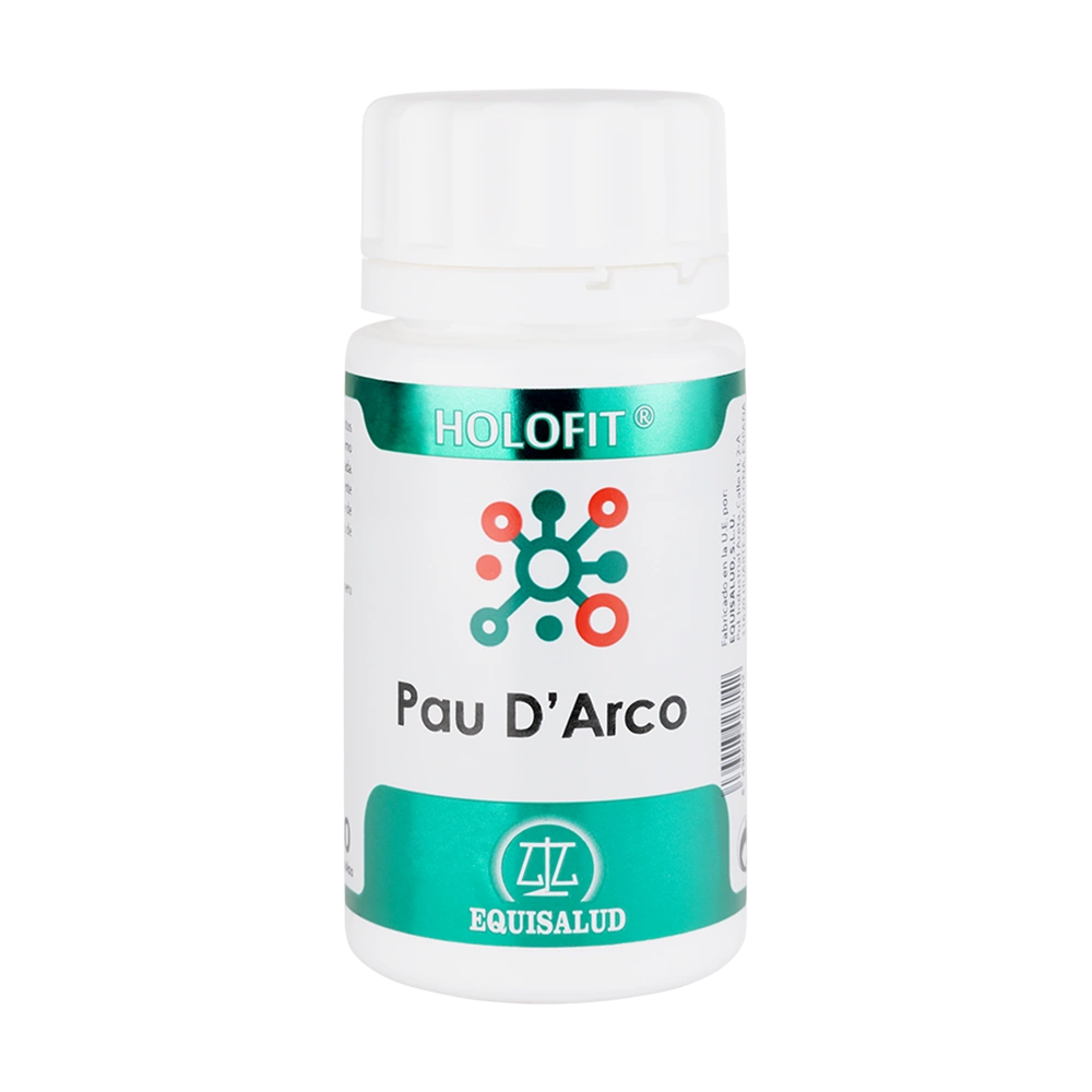 Envase de Equisalud Holofit PAU D´ARCO 50 cápsulas, suplemento alimenticio