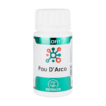 Envase de Equisalud Holofit PAU D´ARCO 50 cápsulas, suplemento alimenticio