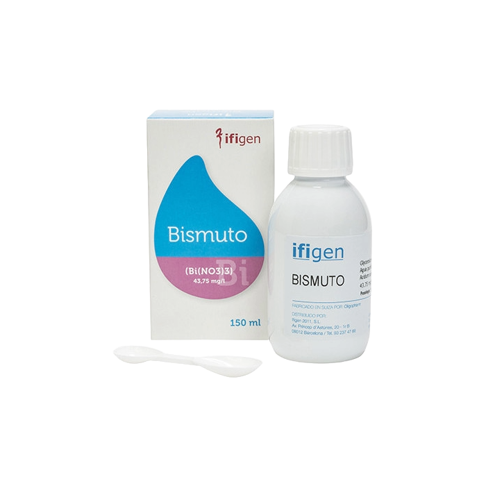 Envase de Ifigen BISMUTO 150 ml jarabe, suplemento alimenticio