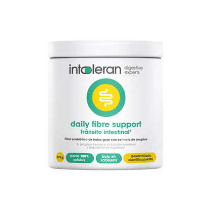 Envase de Intoleran DAILY FIBRE SUPPORT (fibra prebiótica) en polvo 175 g, suplemento alimenticio
