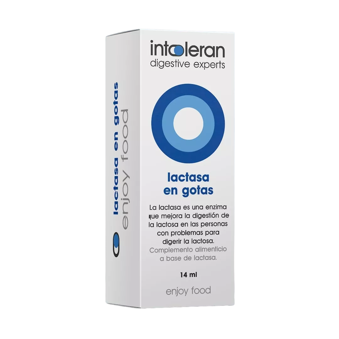 Envase de Intoleran LACTASA en gotas 14 ml, suplemento alimenticio