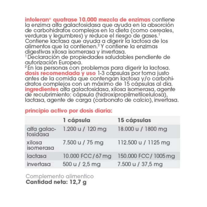 Intoleran QUATRASE 10.000 (Forte) 36 cápsulas