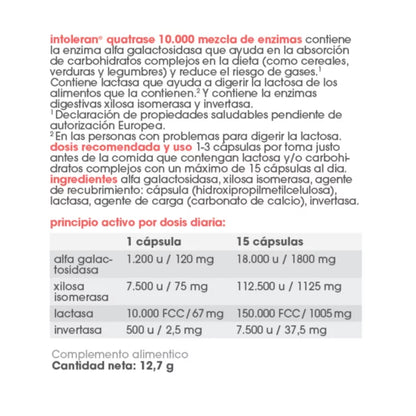 Intoleran QUATRASE 10.000 (Forte) 36 cápsulas