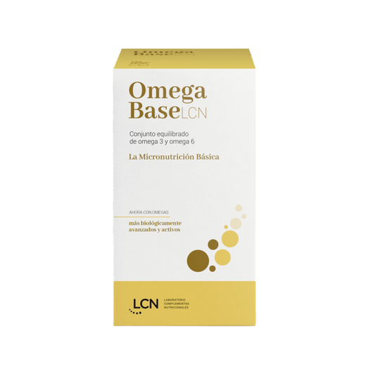 Envase de Lcn OMEGA BASE 60 cápsulas, suplemento alimenticio