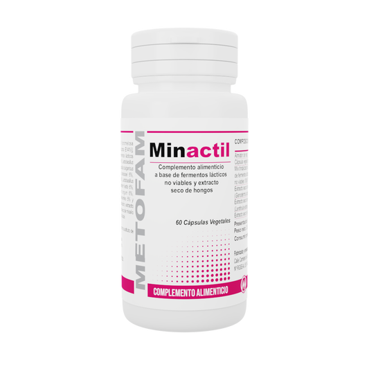 Envase de Metofam MINACTIL 60 cápsulas vegetales, suplemento alimenticio