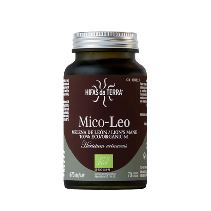Envase de Hifas da Terra MICO-LEO 70 cápsulas, suplemento alimenticio