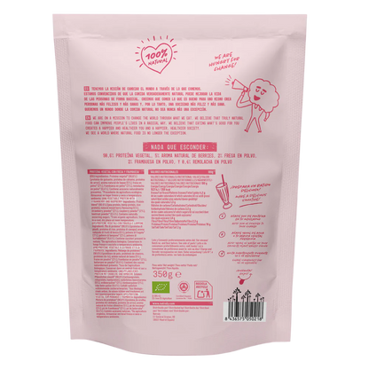 Envase de Natruly PROTEÍNA VEGANA Frambuesa y Fresa 350 g BIO - Pack 3x, proteína vegana