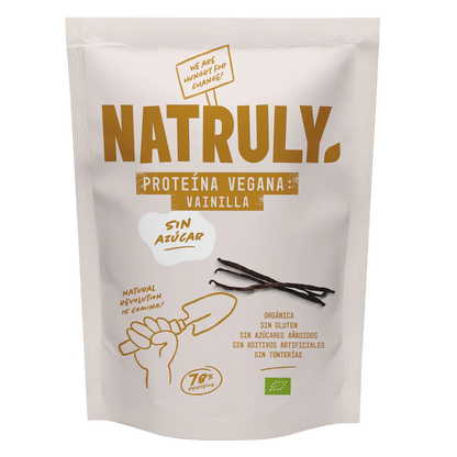 Envase de Natruly PROTEÍNA VEGANA Vainilla 350 g BIO, proteína vegana