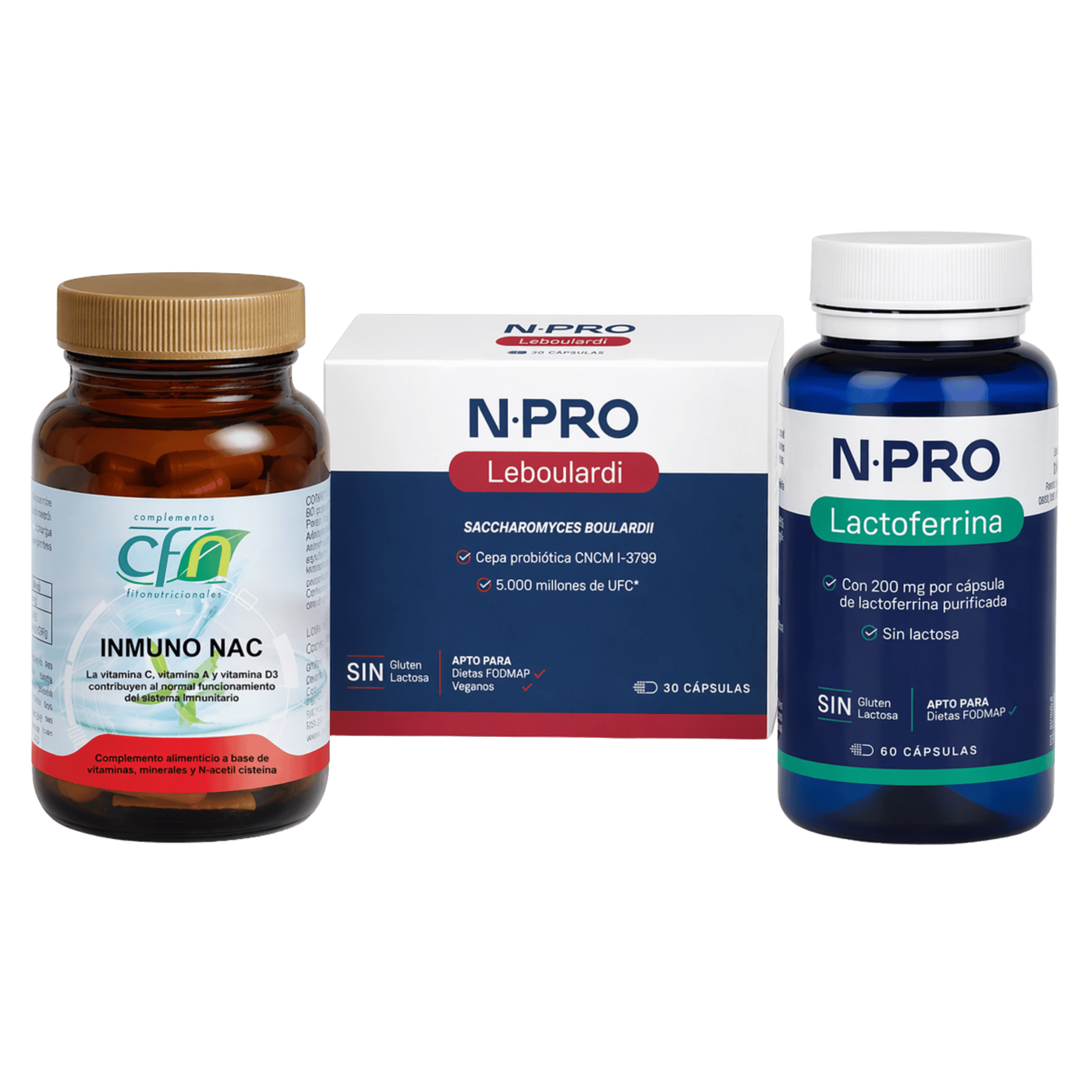 Pack Apoyo Antibióticos (Lactoferrina, Leboulardi e Inmuno Nac)