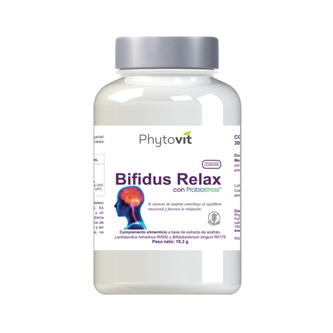 Envase de Phytovit BIFIDUS RELAX 30 cápsulas, suplemento alimenticio
